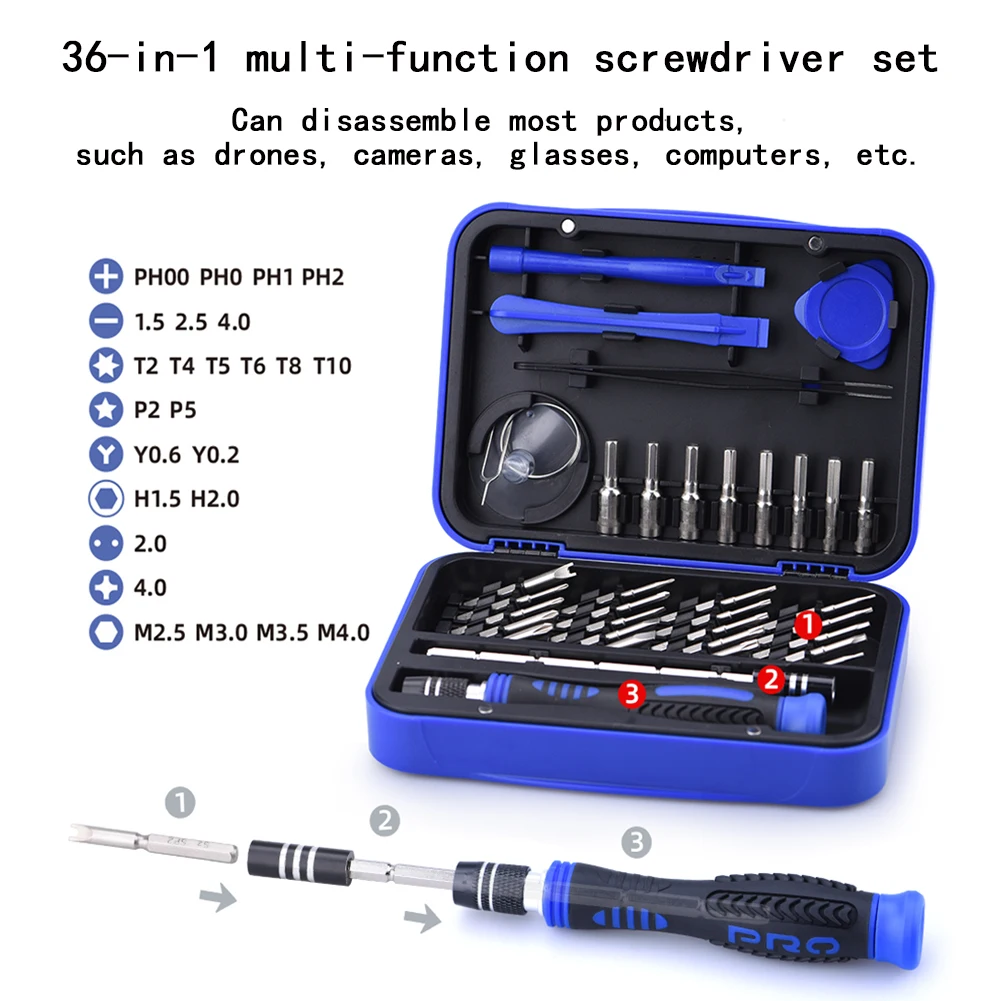 MYOBO-Drone Repair Parts Tool Kit 36-in-1 Precision Screwdriver Set for DJI Mini Mavic Air Phantom Drone Phone Repairs Accessory