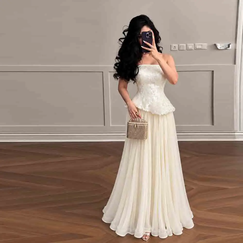 Vestido de noche con lentejuelas personalizadas, plisado, con peplum, sin tirantes, corte en A, formal, para fiesta de graduación, con pañuelo, de gasa, para invitadas a bodas, vestidos largos