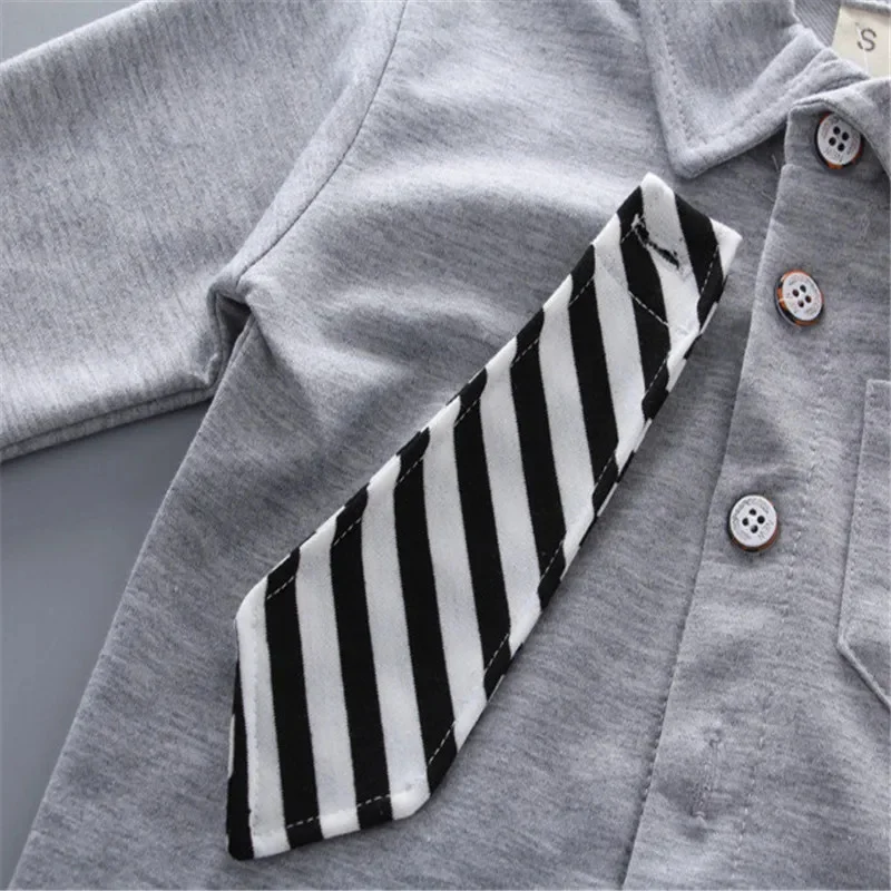 6M-3Y Baby Boy Clothes Sets Long Sleeve Tie Shirt +Pants 2Pcs Outfits Cotton Fashion Suit For Boy Clothes Spring Autumn New