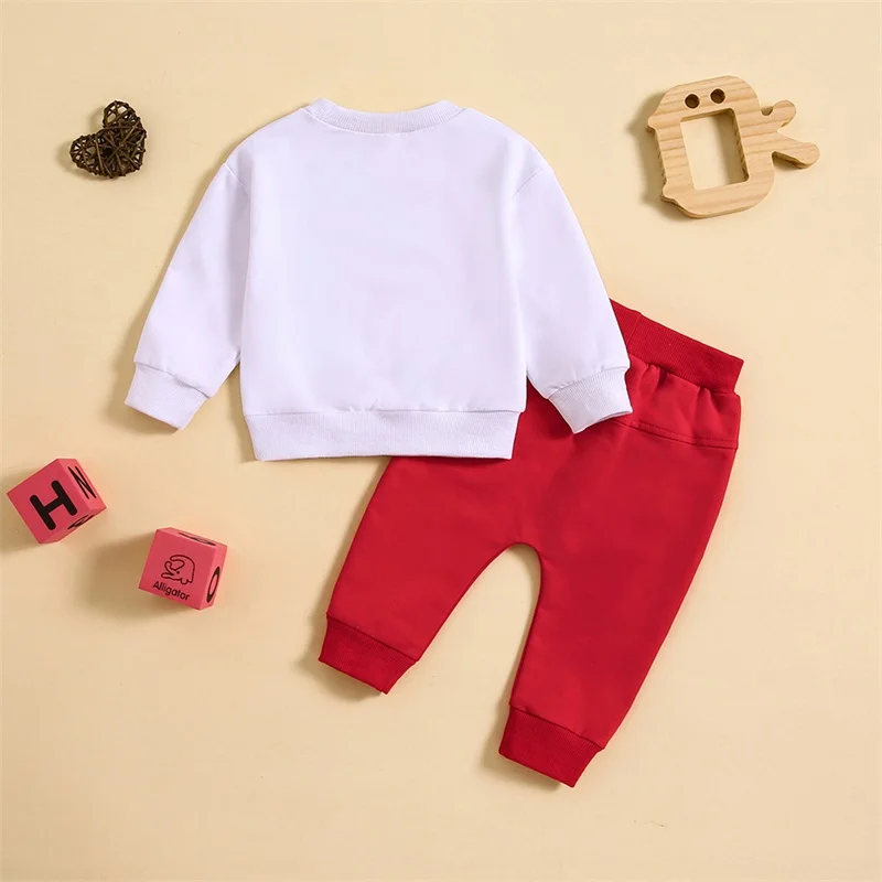 Toddler 2-Piece Valentine s Day Set with Heart Print Sweatshirt and Matching Pants - Adorable Infant Outfit for the Holiday