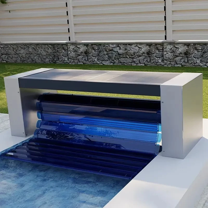 2026for Landy 24V Adult Pool Cover Electric Roller UV Resistant IP54 Waterproof High Efficiency Solar Energy Swimming Pool Cover