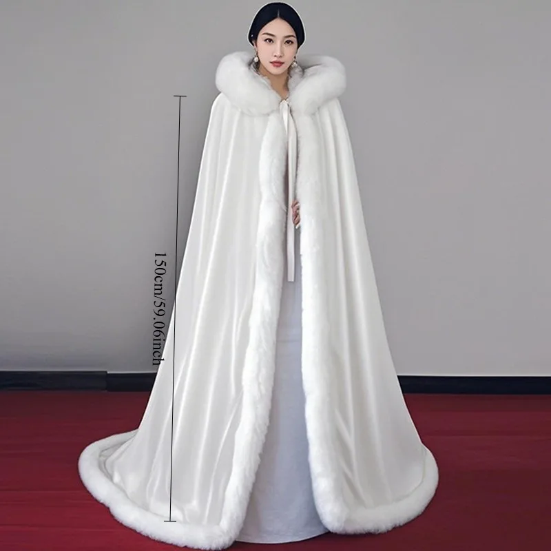 Accesorios para disfraces Capa de invierno celestial - Capa con capucha blanca como la nieve con mangas extendidas para disfraces de elfos y mago