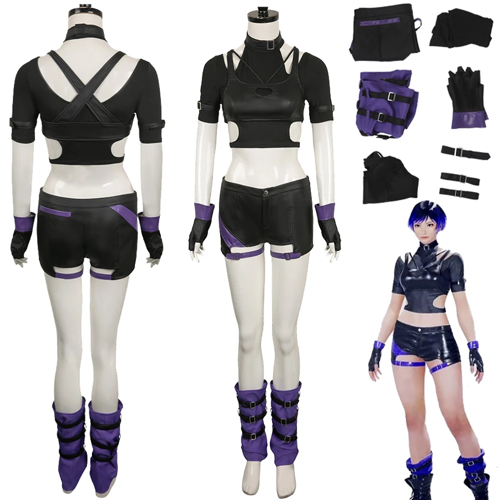 

Anime Game Tekken8 Cosplay Reina Costume Pants Gloves Top Underwear Girls Women Adult Halloween Carnival Roleplay Suit