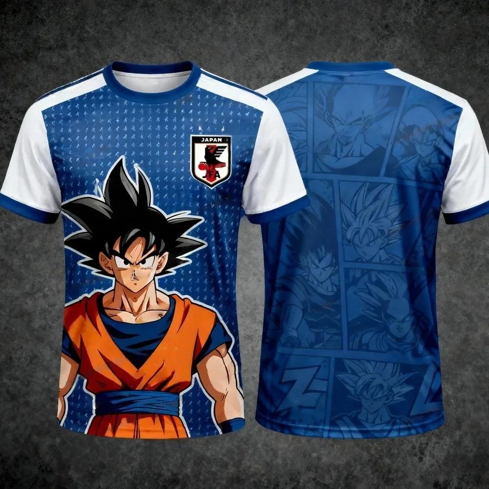 2026 Atmungsaktives & Stylisches Sport-T-Shirt für Jungen (Kurzarm) – Dragon Ball Z (Goku/Vegeta) – Fußball-inspirierter Vater-Sohn-Stil – Detail 6