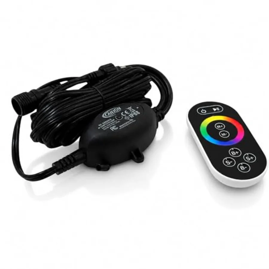 

LumiNight Pond and Landscape Lighting - RGB Wireless Remote for outdoor water features, aluminum alloy body, black finish, wate