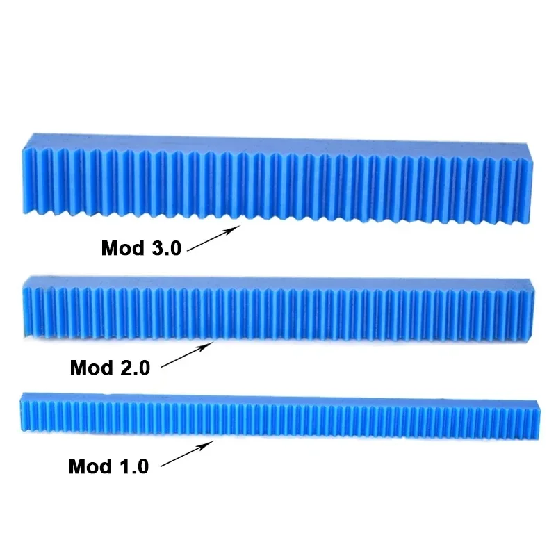 Imagem -06 - Azul Nylon Reta Cremalheira da Engrenagem Peças de Transmissão Cnc Faça Você Mesmo Personalizado Mecânica Plástico Spur Rail Mod 1.5 2.5 1000 mm