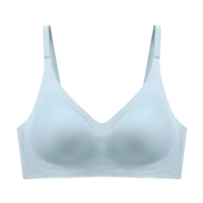 Light Ice Silk Non-marking Nude Bra Women Jelly Soft Support Gathered Bra Comfortable Breathable Sports Underwear Seamless Bra