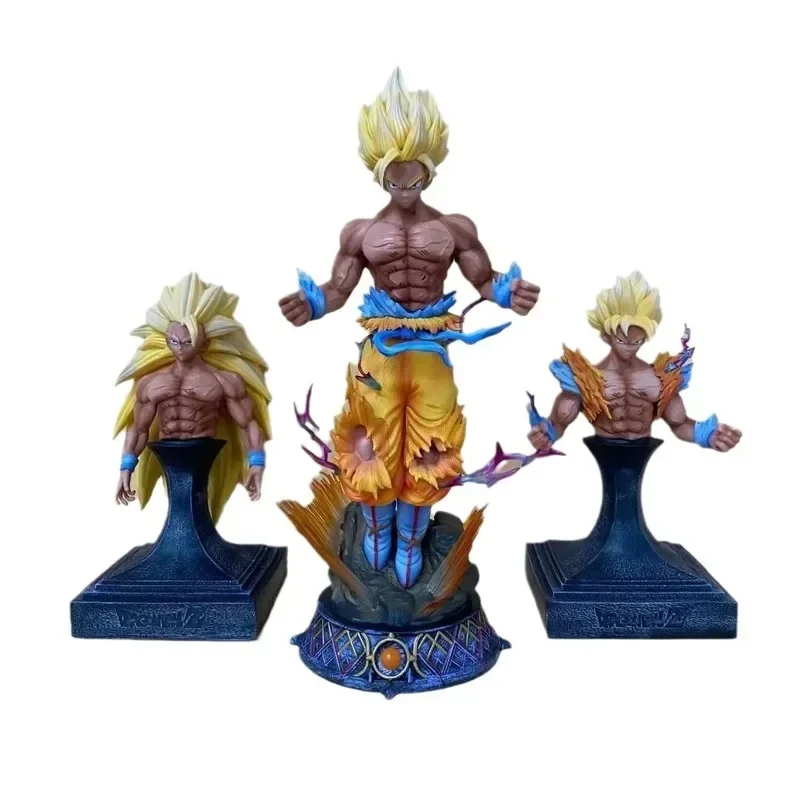 

Son Goku Gk Statue Dragon Ball Z 35cm Pvc Anime Figure Super Saiyan Three Forms DS Son Goku Replaceable Body Room Decor Ornament