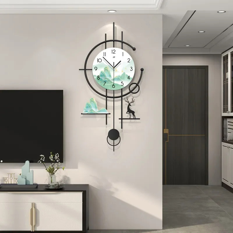 2026 New Simple Chinese Style Wall Clock Modern Creative Home Living Room Decoration Hanging Spot