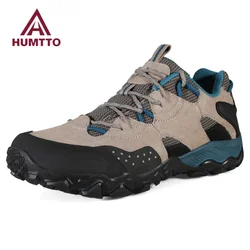 HUMTTO botas de Trekking para hombre, zapatos deportivos transpirables para acampar, zapatos de senderismo de invierno para hombre, zapatillas de diseñador de cuero para exteriores