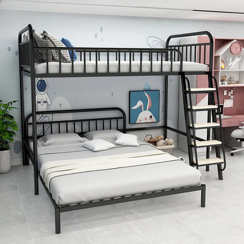 

Small apartment staggered bunk beds, high and low beds, upper and lower bunks