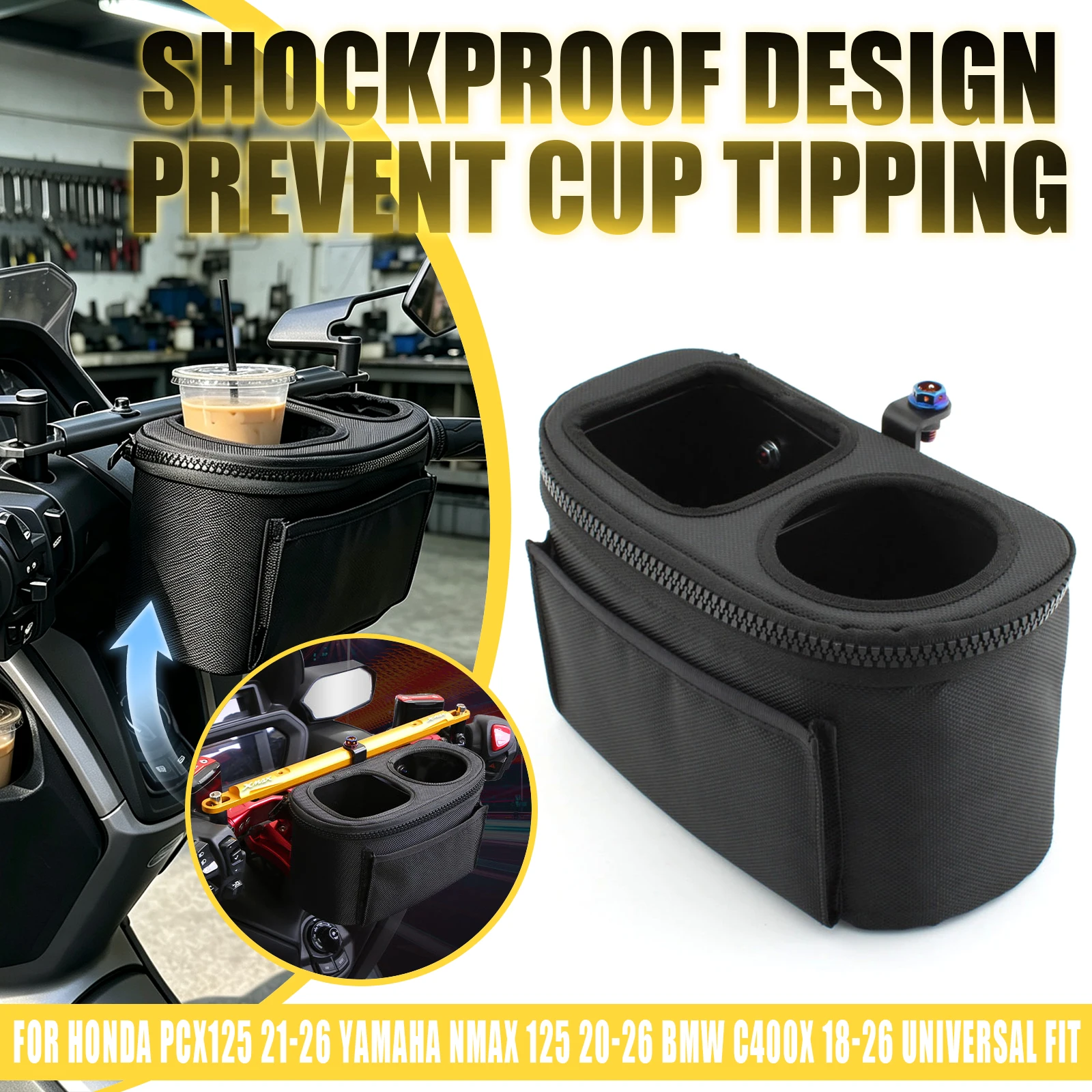 Motorcycle Handlebar Drinking Water Bottle Cage Cup Holder Scooter Storage Bag For Yamaha NMAX XMAX TMAX 300 250 PCX