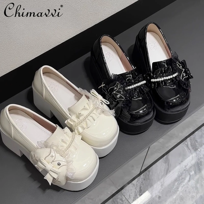 

Original Japanese Lolita Thick-Soled Shoes 2025 Autumn New Sweet Cool Girl Student JK Uniform Shoes Y2k High Heels Pumps
