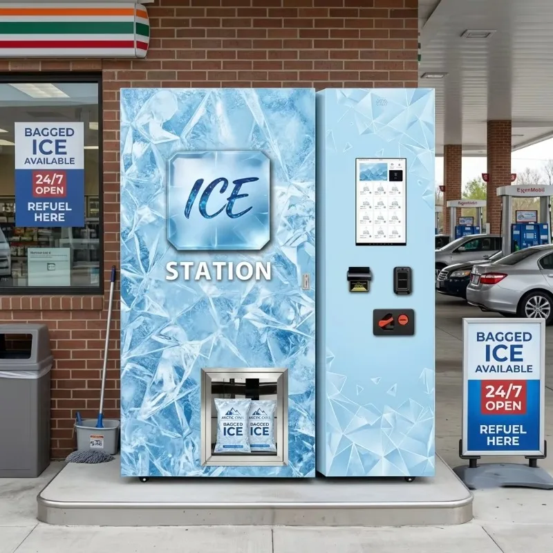 Commercial 450kg Automatic Ice Vending Machine 24/7 Self-Service Ice Cube Maker Vendor with Multiple Payment Systems for Mall