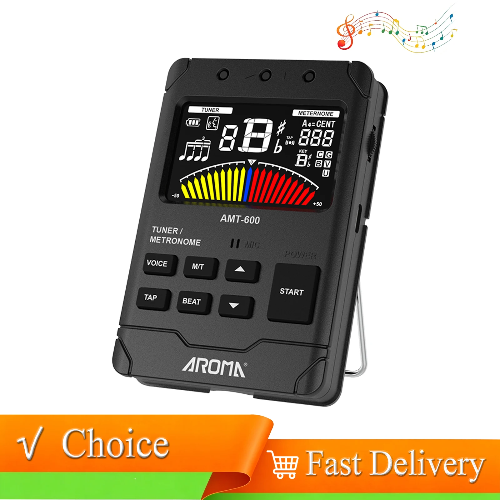 

AMT-600 Digital Metronome Tuner Rechargeable Device with Stereo Headphone Output Calibration Tuner for Guitar Instruments