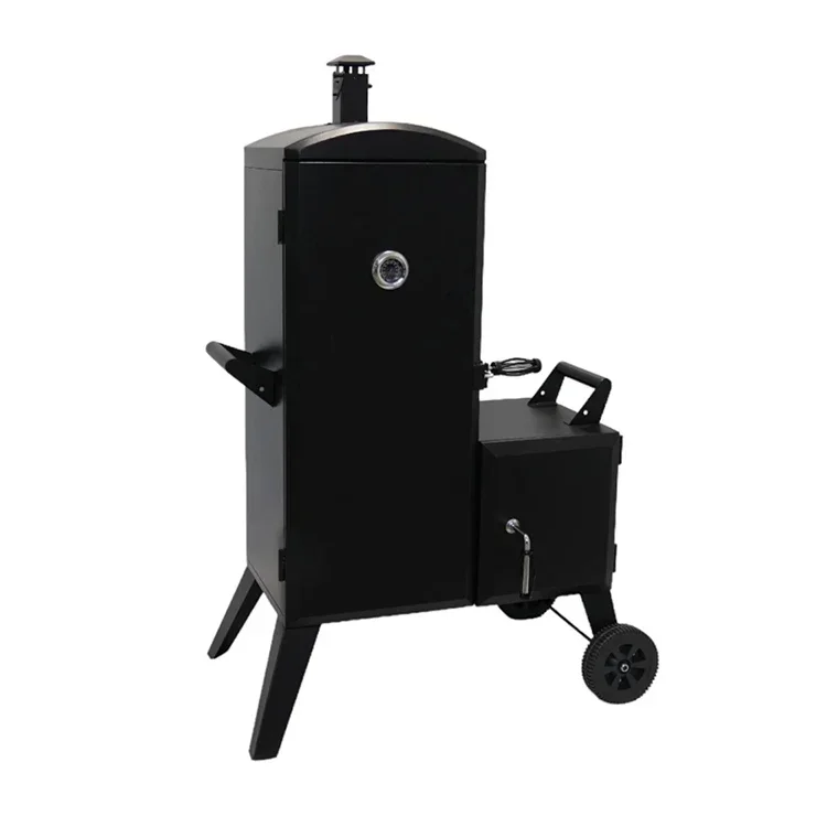 Custom Wide Body 6-Layer Smoker Bbq Grill Two Wheels Vertical Charcoal Barbecue Offset Smoker