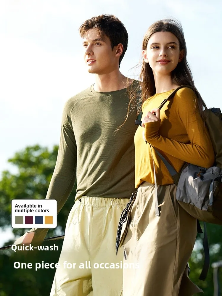 

Qui Dry Sport Long Sve T-irt ex Color round Ne Base irt Casual Versatile Comfortable Breathable for Dail...