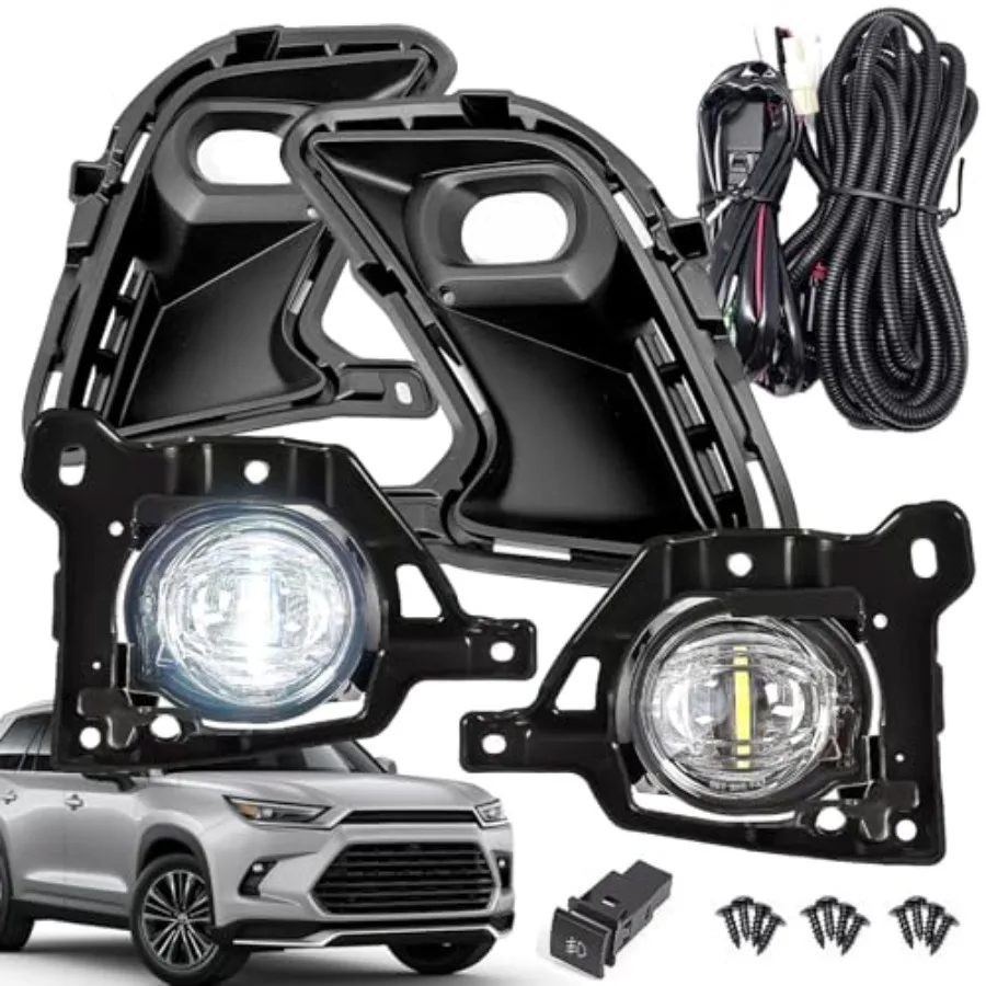 

Модернизированный комплект встроенных светодиодных противотуманных фар, совместимый с Toyota Grand Highlander 20242025, полное решение для установки с рамкой a
