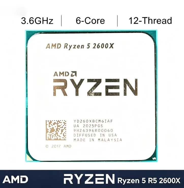 AMD Ryzen 5 2600X 3.4GHz 6‑Core 12‑Thread 65W Desktop CPU YD2600BBM6IAF Socket AM4 For Gaming & Office Desktop PC Replacement