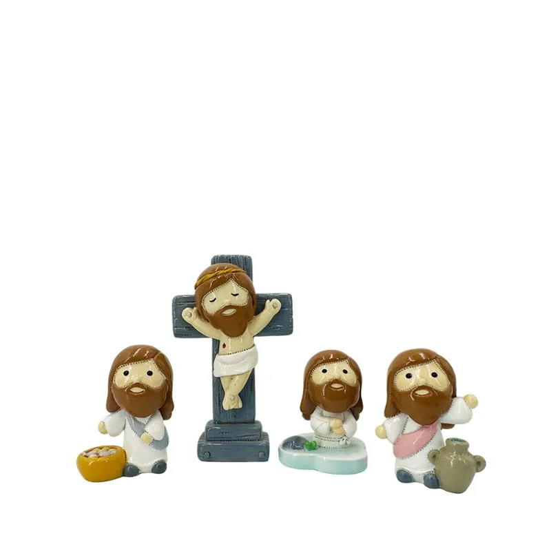 Classic Manger Resin Statue Creative Scene Decoration Desktop Art Craft for Festival Home Indoor Ornament