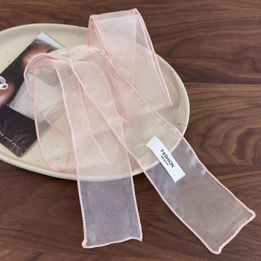 

Декоративный однотонный шелковый шарф Y2K, тонкий платок из органзы, ленты, повязки на голову, пляжные