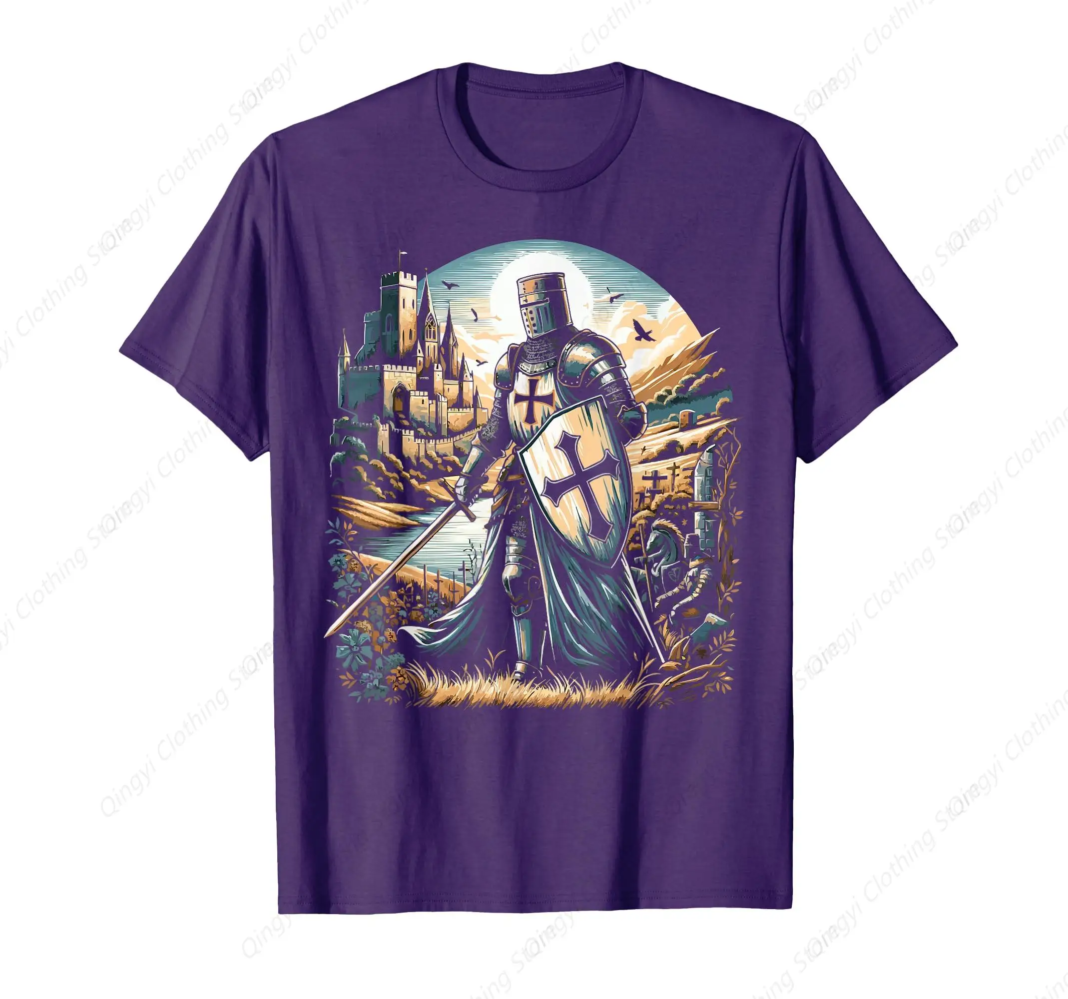 

Casual Retro Christian Templar Medieval Crusader Knights Templar T-shirt