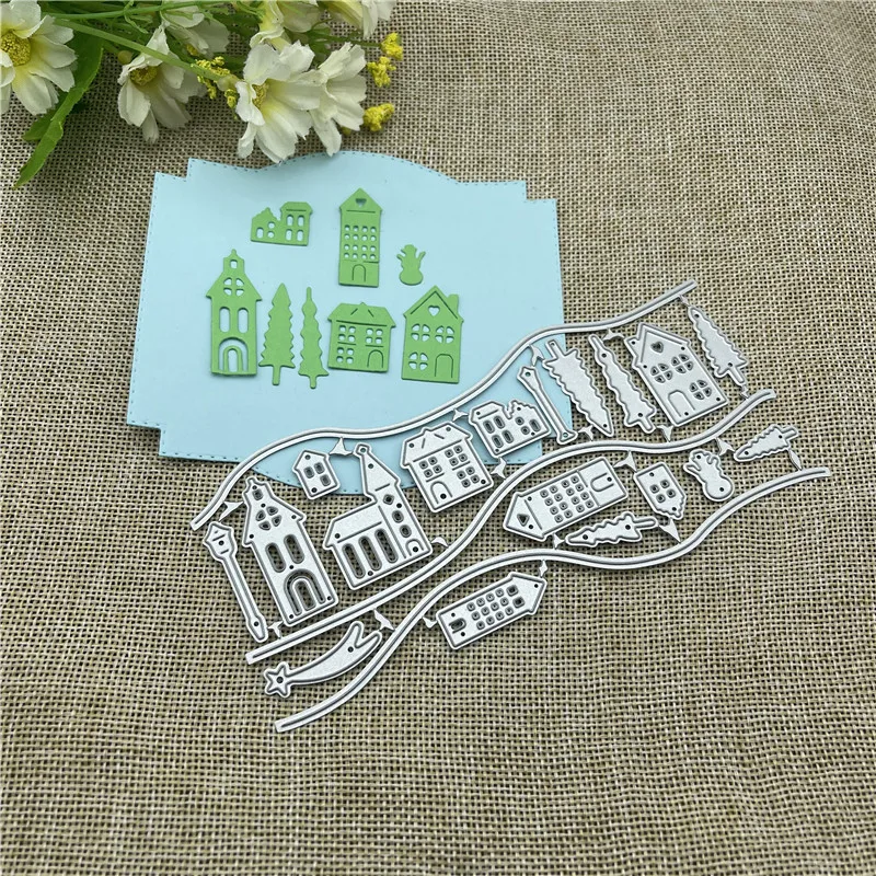 Christmas tree house Metal stencil mold Cutting Dies decoration scrapbook die cut Album Paper Craft Embossing DIY Card Crafts