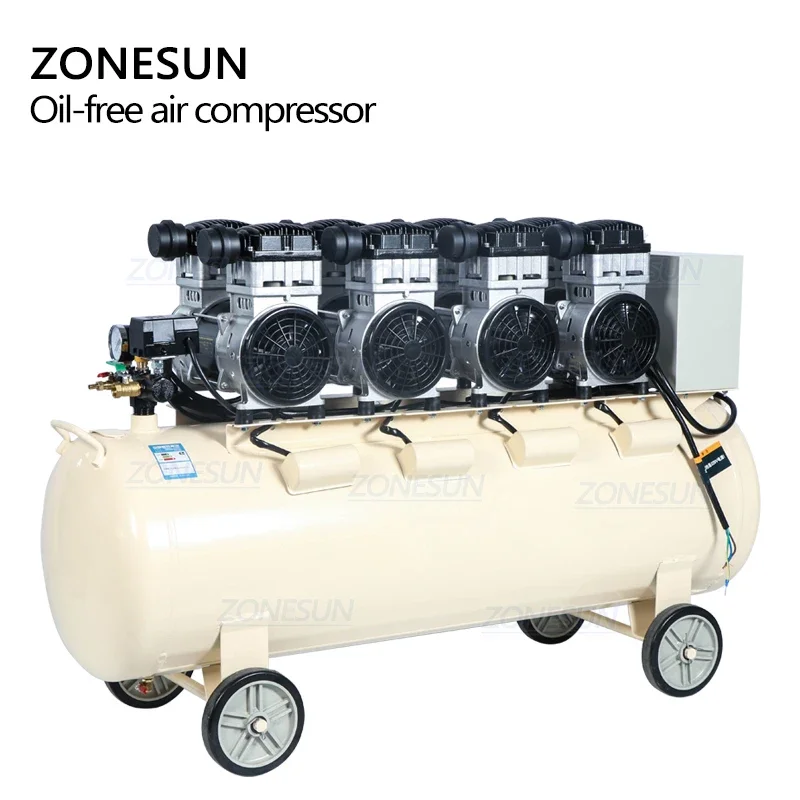 ZONESUN ZS-AC160L ที่มีประสิทธิภาพทองแดงบริสุทธิ์ลูกสูบประเภท Mute ทันตกรรมไม้ Piant แบบพกพา Air ปั๊มน้ํามัน-ฟรี Air Compressor