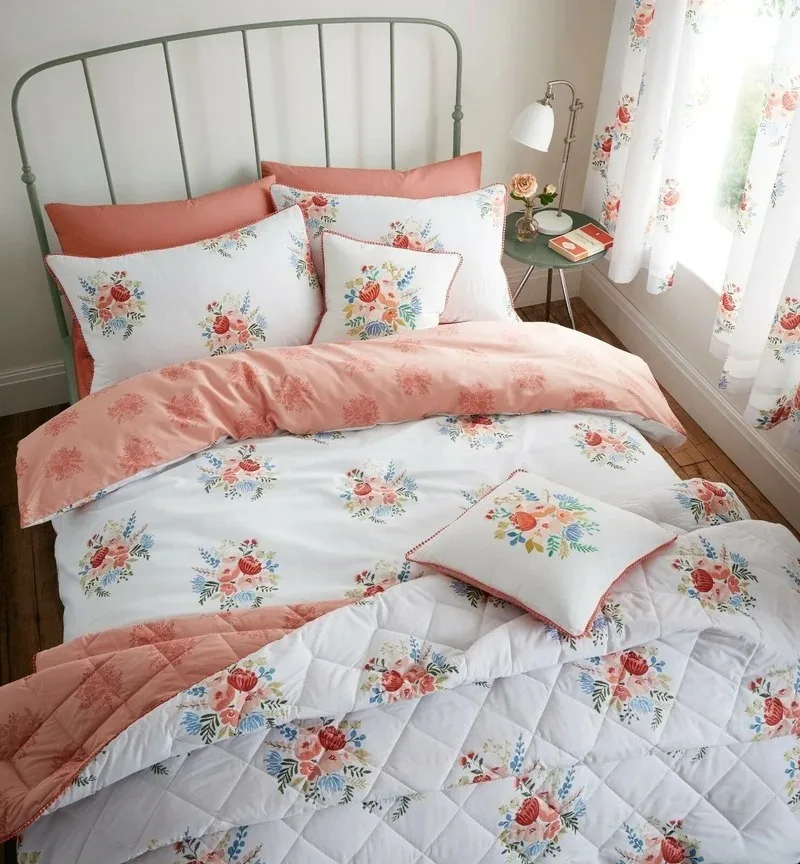 

Duvet Cover Cotton Comforter Bedding Sets Queen Floral Coral S/D/K Boho Duvet Cover