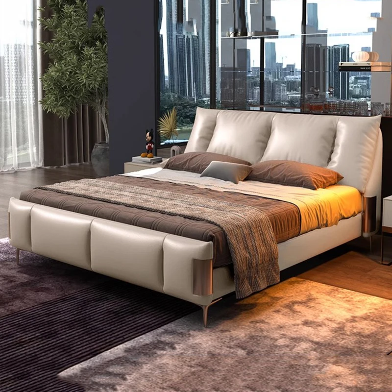 

New High End Double Bed Minimalist Soft Luxury Italian Double Bed Master Wedding Camas Moderrnas Inteligentes Bedroom Furniture