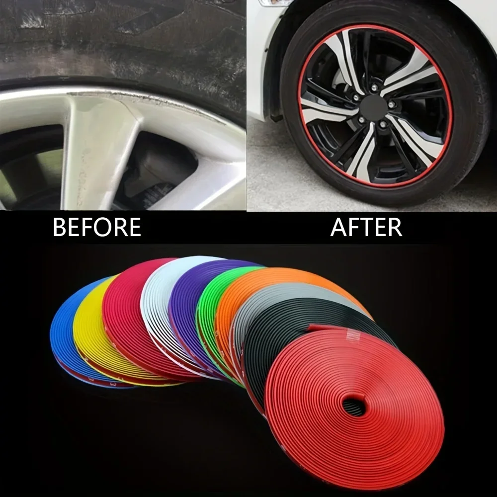 

8M Car Rim Protect Strip Wheel Edge Protector Bright Matte Car Wheel Sticker General Automotive Wheel Rim Decorative Strip