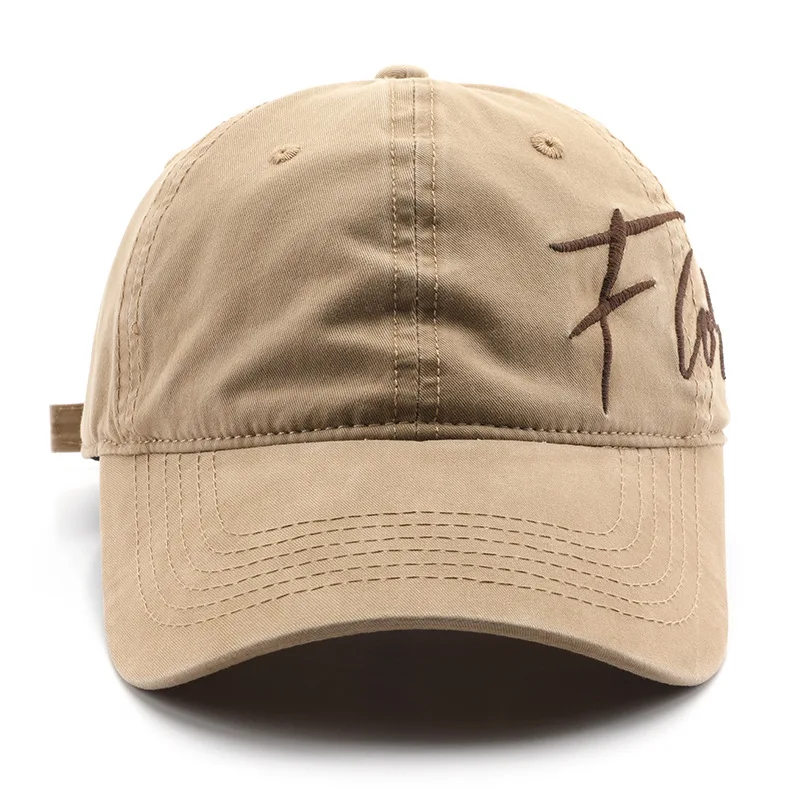 Men's Spring Autumn Vintage Letter Embroidered Curved Brim Baseball Cap, Outdoor Sun Protection Visor Hat for Women