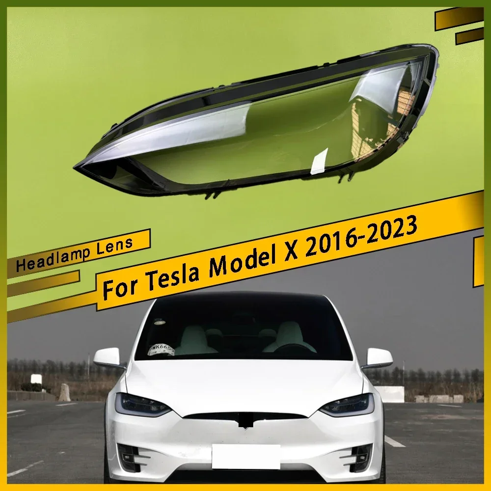For Tesla Model X 2016 - 2023 Car Front Headlight Cover Clear Light Glass Shell Head Mask Headlamp Transparent Lampshade Cover