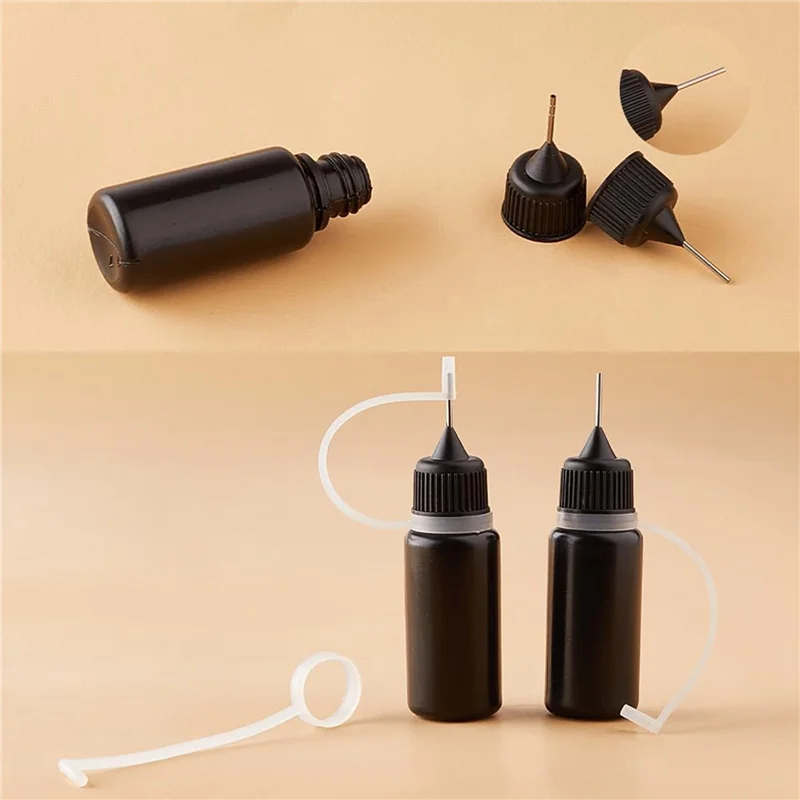 WORTHOWN-20Pcs Precision Tip Applicator ขวดโลหะสีดําเข็มขวดพลาสติก 10ML Precision Tip Applicator ขวด