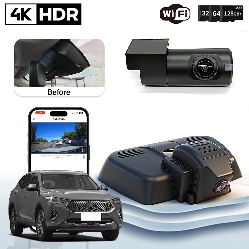 UHD 4K 2160P Auto Dash Camera Loop Recording Night Vision Plug Play DVR Video Recorder Compatible Great Wall Haval F7 2018-2025