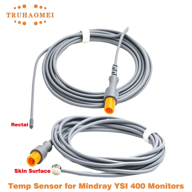 

2 Pin Reusable Adult Temperature Sensor 2.25K Rectal Esophageal or Skin Surface Probe Plug for Mindray YSI 400 Series Monitor