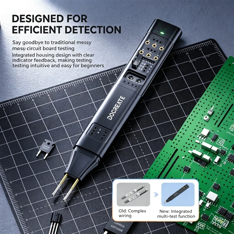 Multifunction Optocoupler Tester Handheld Electronic Part Tester with 7 Function Layout, Spring Contact Heads, Indicators M4YD