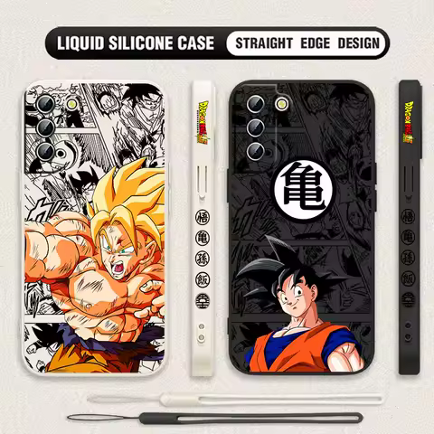 D-Dragon Ball Saiyans Anime Cover For Samsung Galaxy S25 S24 S23 S22 S21 S10 FE Plus Ultra 5G Liquid Left Rope Phone Case