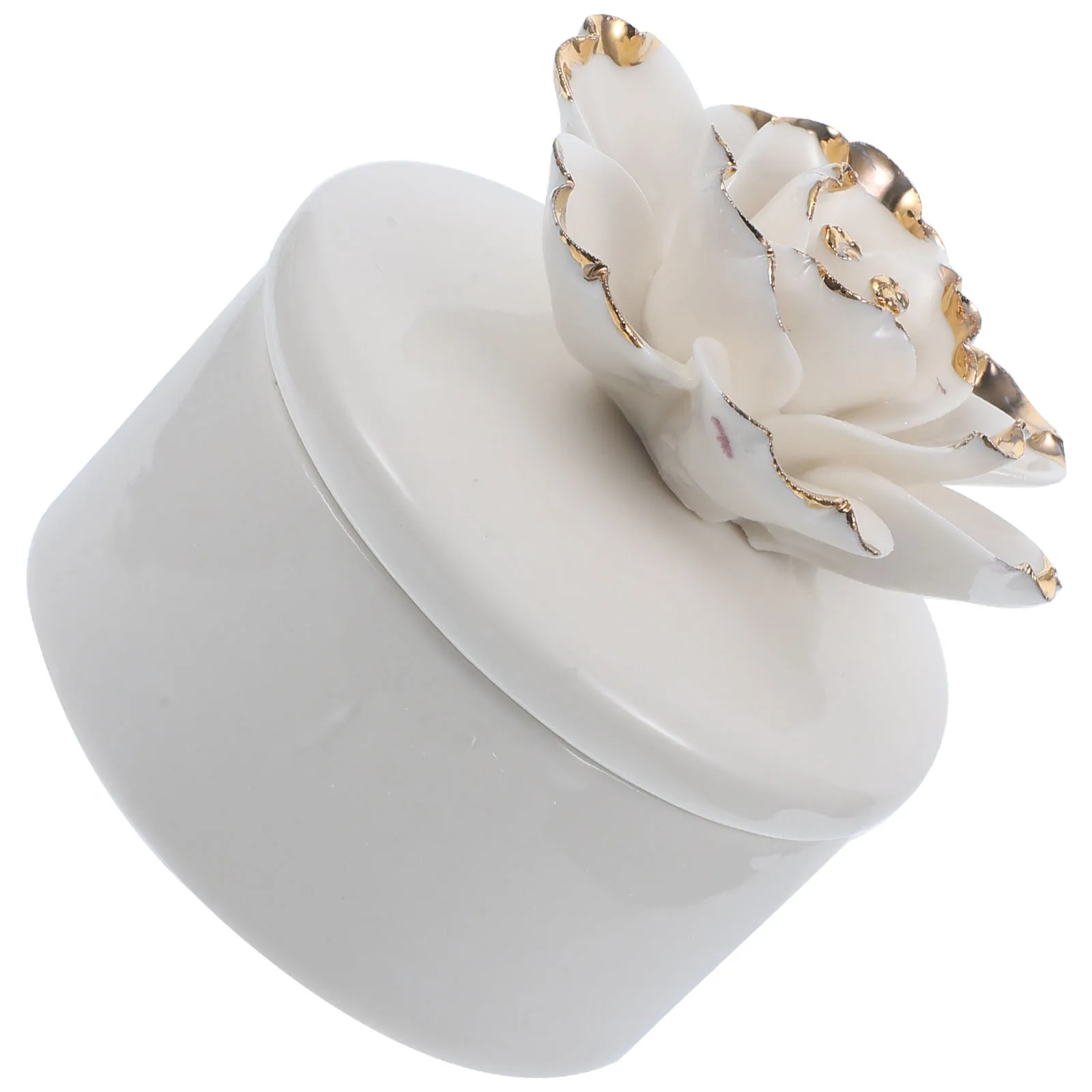 صندوق مجوهرات على شكل زهرة من السيراميك، حاوية ذات سعة مثالية للخواتم والأقراط والقلائد، تصميم ذو ملمس رفيع، ديكور أنيق