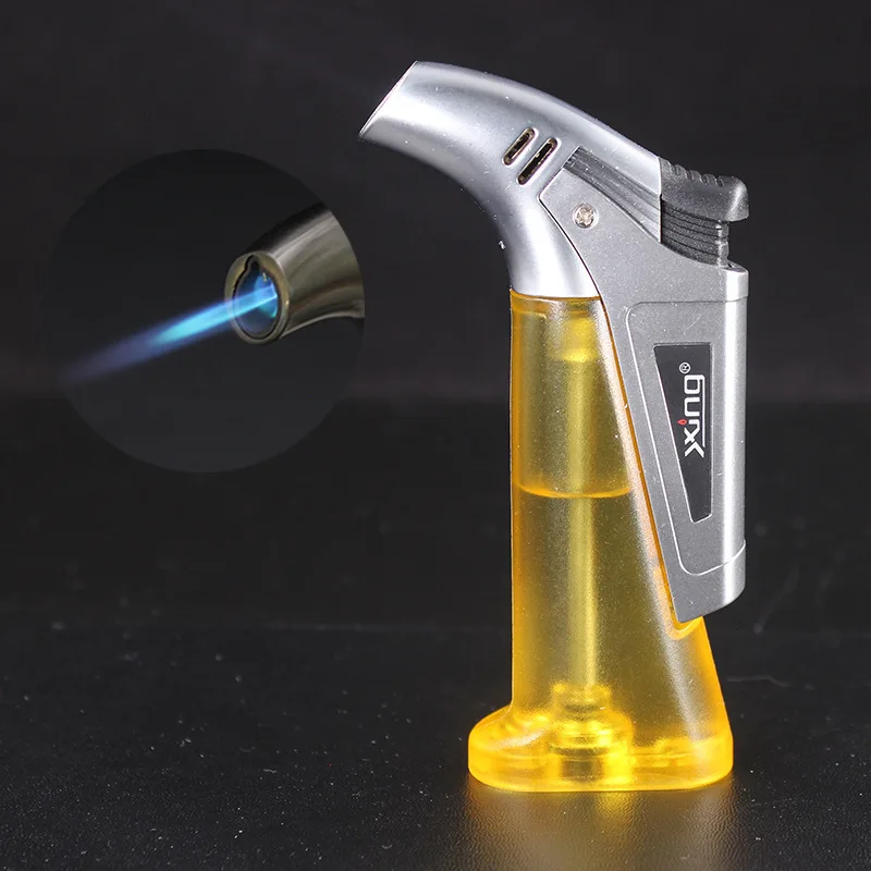 

New Spray Gun Single Direct Flush Windproof Inflatable Jet Lighter Visible Large Capacity Direct Flush Gas Lighter Cigar Lighter
