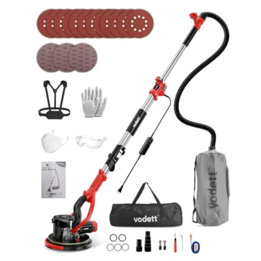 

Drywall Sander with Vacuum Dust Collector 880W Popcorn Ceiling Removal Tool with 5 Variable Speeds 1000 2100RPM LED Light Folda