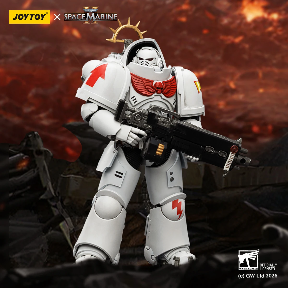 

JOYTOY 1/18 Warhammer 40K White Scars Heavy Intercessor Space Marine Game Edition Action Figure Heavy Bolt Rifle and Bolt Pistol