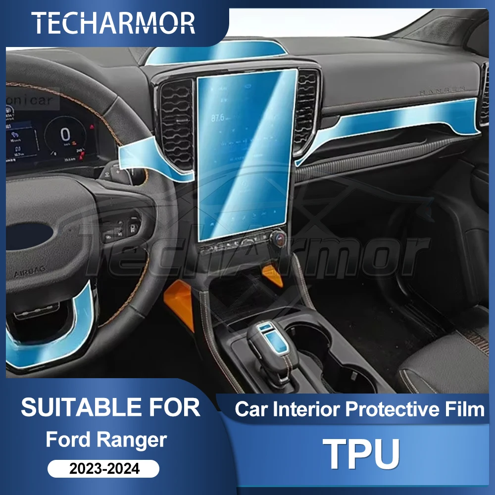 Auto-Innenraum-TPU-Schutzfolie, kratzfeste Folie für Ford Ranger 2023–24, Auto-Schutzfolie, transparente, reißfeste Aufkleber, Zubehör