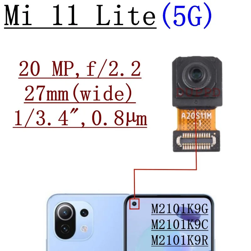 Front Rear Camera Module For Xiaomi Mi 11 Lite 4G 5G Frontal Selfie Front Back Main Camera Flex Cable Spare Parts