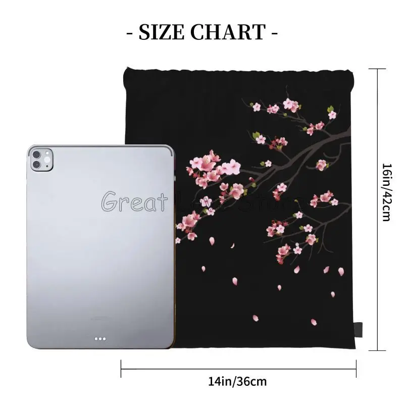 حقيبة ظهر برباط على شكل أزهار الكرز ساكورا اليابانية للنساء خفيفة الوزن وقابلة للطي حقيبة رياضية للصالة الرياضية أكياس محمولة للتدريب