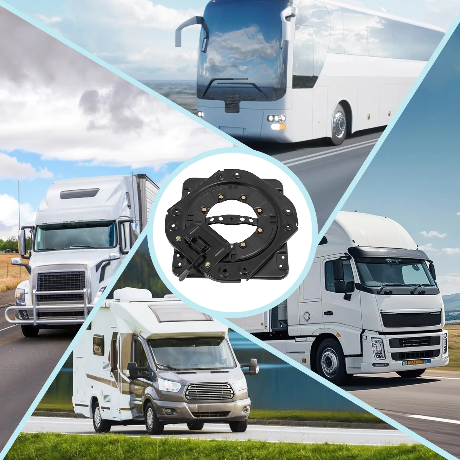 قاعدة دوارة لمقعد RV بزاوية 360 درجة من الفولاذ المدرفل على البارد 130 كجم تحميل عالمي مناسب لشاحنة التخييم المتنقلة