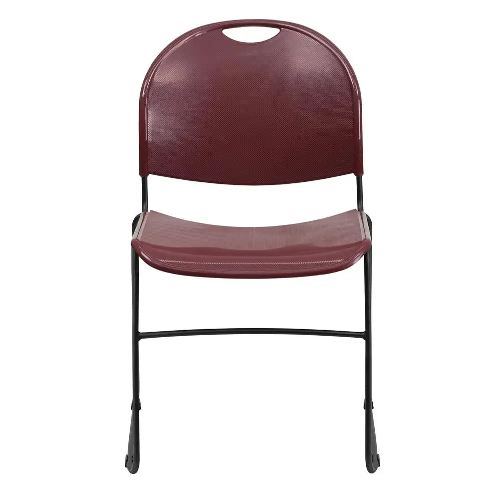 Multipurpose Ultra-Compact Stack Chair 880 lb. Capacity Burgundy Plastic/Black Frame Indoor Seating Solution Ergonomic Design