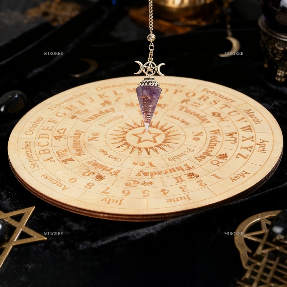 قطعتان من البندول الكريستالي مع مجموعة أطباق العرافة، تستخدم لصنع القرار والتوجيه البديري والطقوس الروحية #1