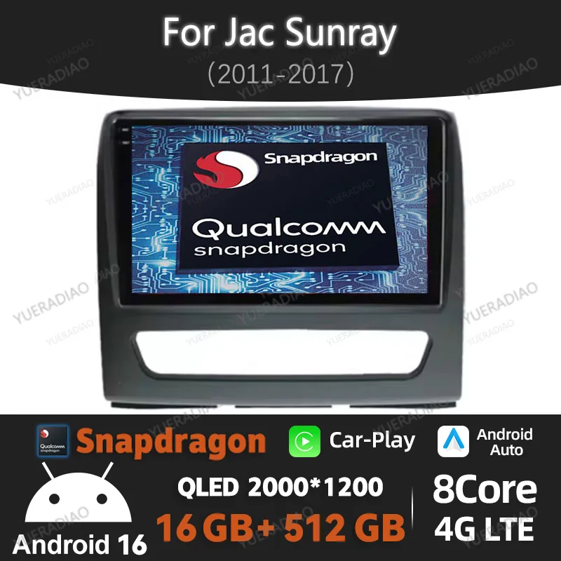 Android 16 Car Radio For JAC Sunray 2011 - 2017 BT GPS NAVI 4G WIFI Head Unit Multimedia Video Player Qualcomm QLED 2DIN LTE 5G