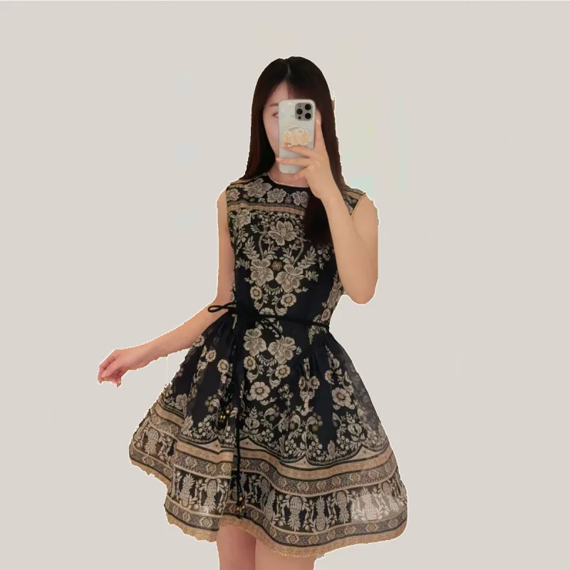 Ele Vintage rond Ne Slim Fit Svel Bell Bot Dr robe jupe complète taille haute Thi matériel saison d'automne